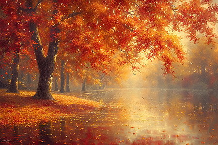 秋日的大树背景图片