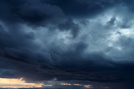 暴雨开车闪电与暴雨背景