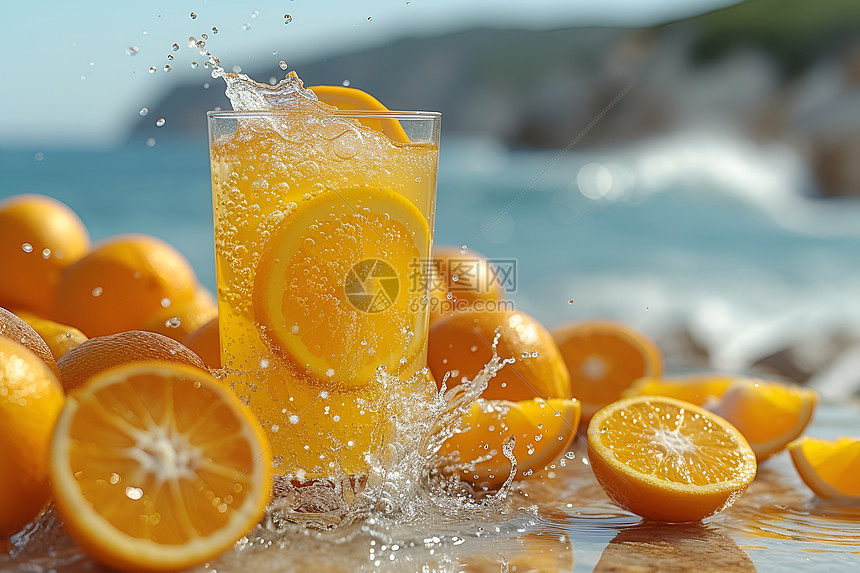 夏日的清凉橙汁图片
