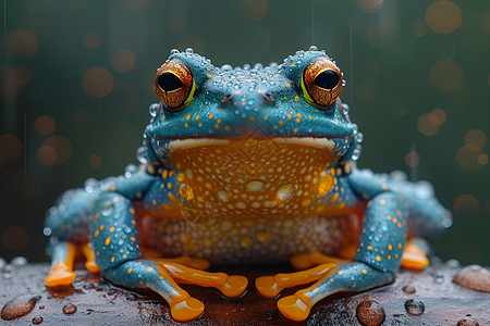 雨中的蓝色蛙图片