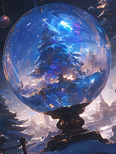 水晶球中的雪松图片
