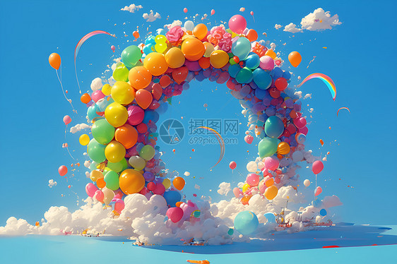 漂亮的彩虹气球图片