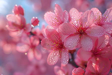 粉色花瓣上的水珠图片