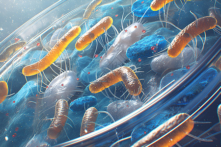 微生物悬浮插画图片