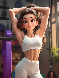 女孩在健身房里锻炼图片
