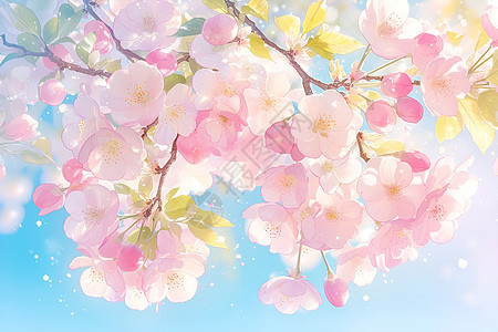 春日粉色花朵盛开图片