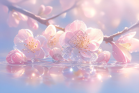 唯美的樱花插画背景图片