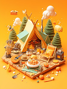 树林里的露营帐篷图片