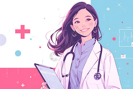 年轻女医生的插画图片