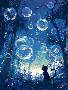 猫咪和丛林气泡图片