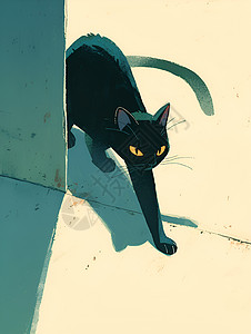 追逐影子的黑猫图片