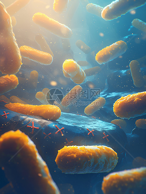 黄蓝色的微生物图片