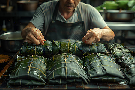 贩卖粽子的小贩背景图片