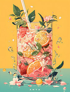 瓶中草莓橙汁图片