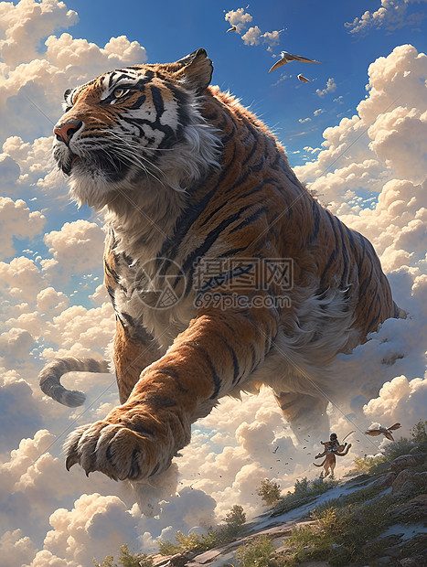 浮云中的巨型老虎图片