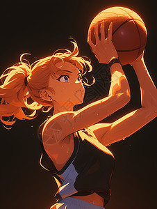 女孩握着篮球投球图片