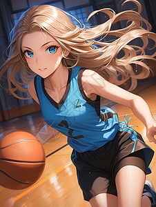 打篮球的金发女孩图片