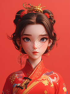 中国风女孩红衣女孩图片