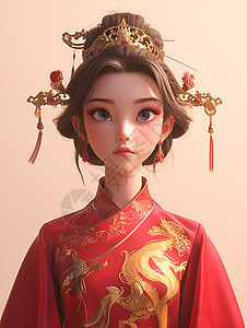 金冠少女唯美插画图片