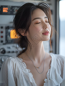 韩式裸妆优雅的年轻女性背景