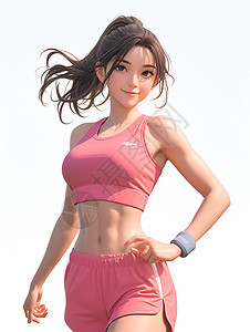 粉色运动服的女孩背景图片