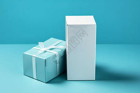 蓝白色礼物盒子图片