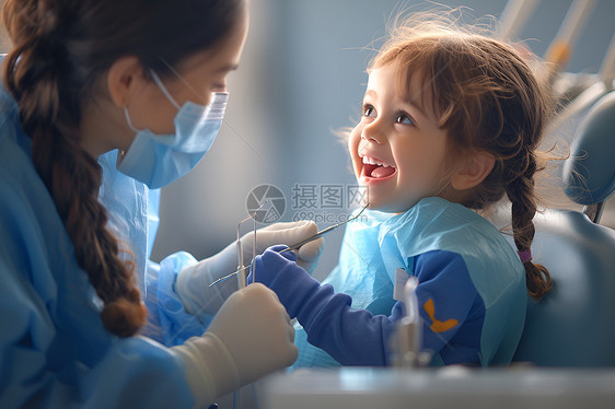 牙医在检查牙齿图片