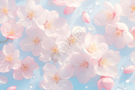樱花手绘浪漫的樱花背景