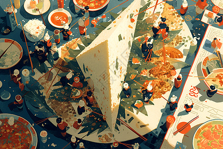 传统美食三角粽子插画