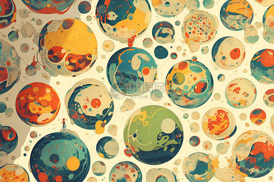 彩色星球上的泡泡图片