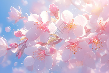 春天公园中的粉红樱花图片