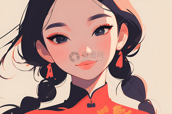 甜美少女插画图片