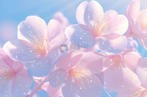 春日绽放的粉色花朵图片