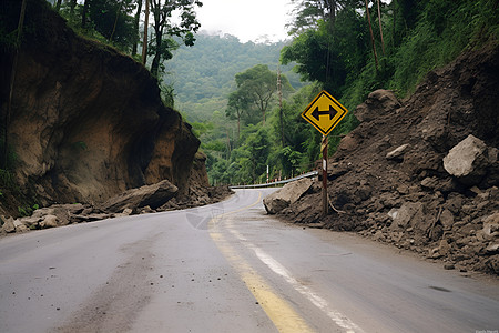 山间道路上的石头高清图片