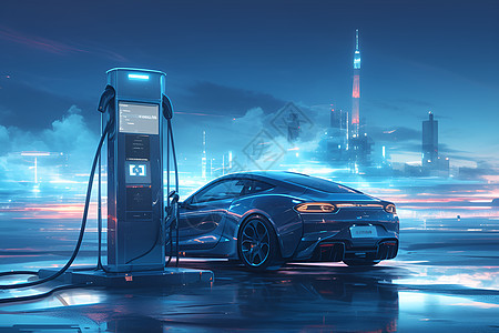 未来电动车充电站背景图片