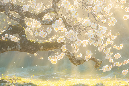白梅花绽放的美景图片