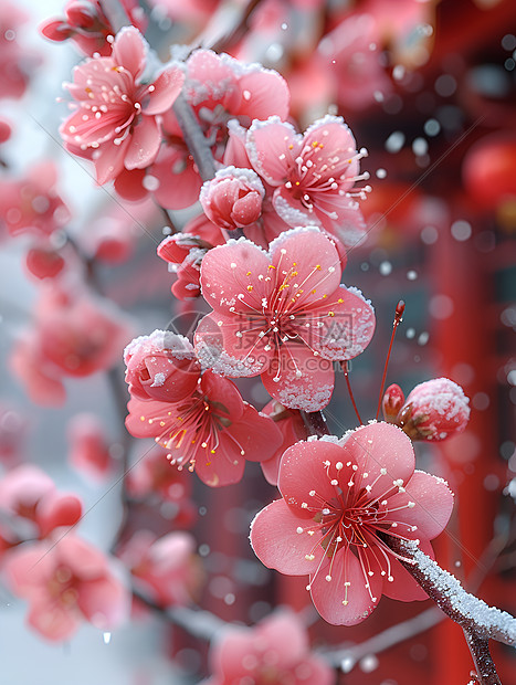 冬日梅花雪景图片