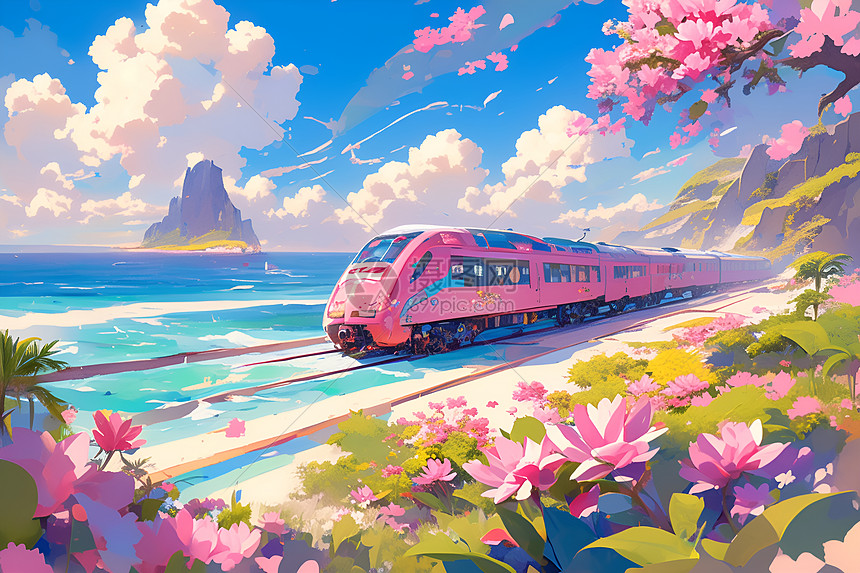 仙境之旅粉色列车图片
