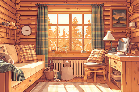 宁静小木屋的温暖图片