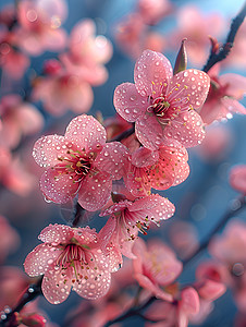 粉色樱花绽放的情景图片
