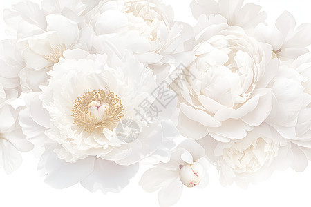 白色牡丹花盛放的美景背景图片
