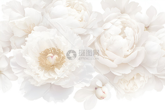 白色牡丹花盛放的美景图片