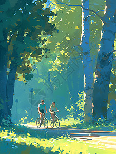 骑自行车的年轻情侣图片