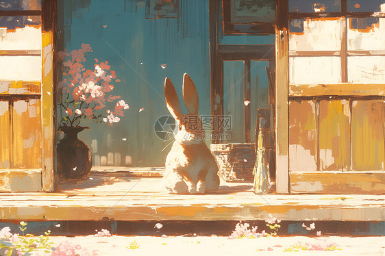 门前的小兔子图片