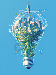 展示的城市能源灯泡图片