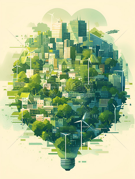 城市环保概念插画图片