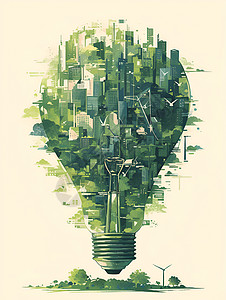 可持续城市能源之光插画