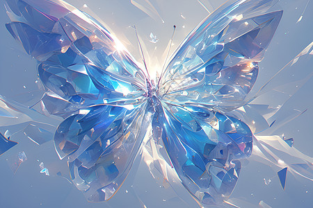 玻璃的蓝蝴蝶图片