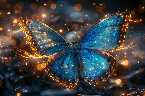 在舞动的蓝色蝴蝶图片