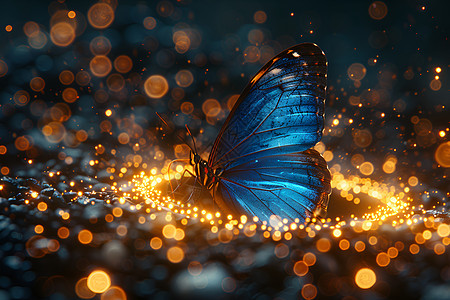 光圈中的蓝色蝴蝶图片